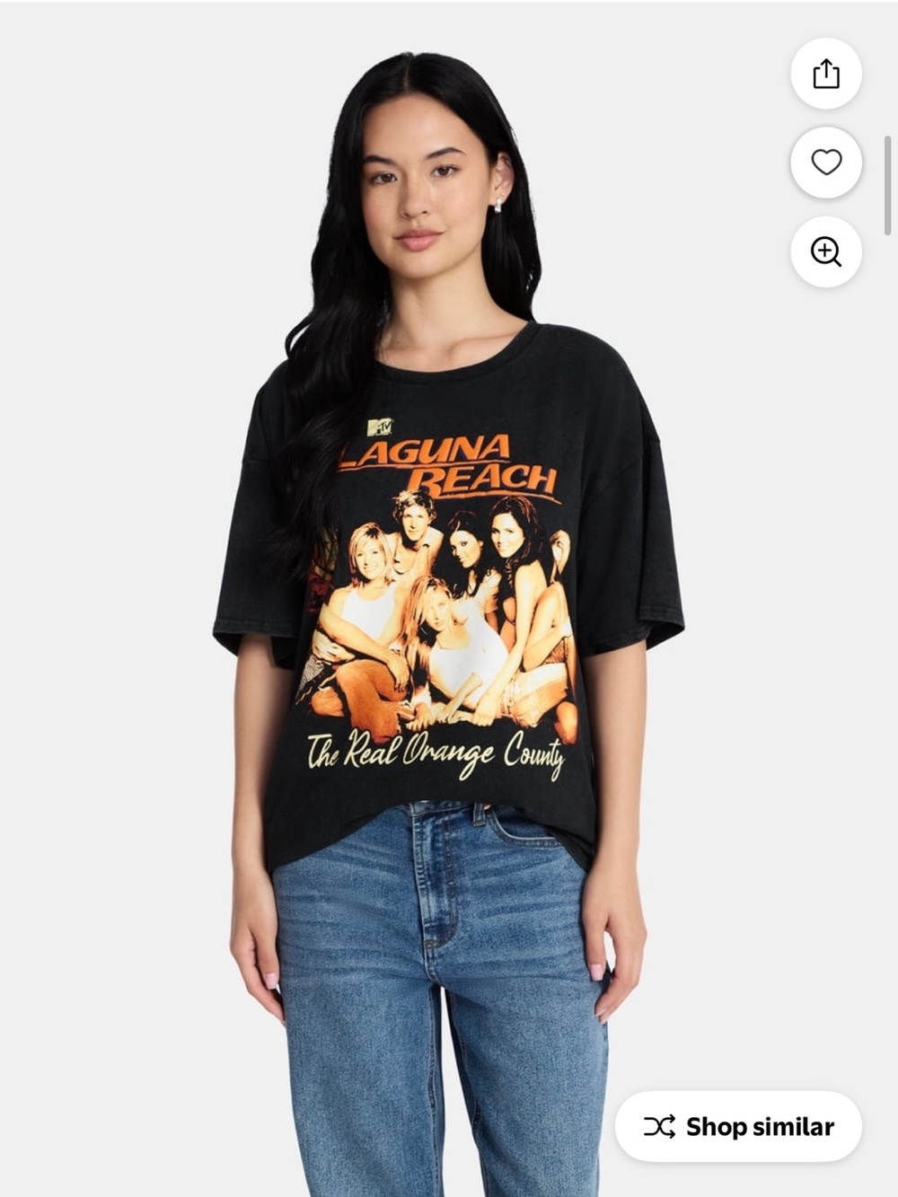 MTV Laguna Beach Short Sleeve Graphic Tee - Black with Orange